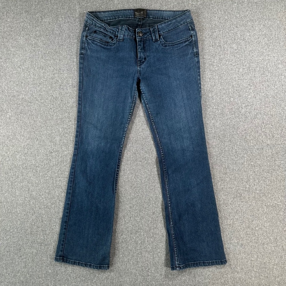 Yanuk Jeans Womens 32 Bootcut Blue Rhinestone Embellished Pocket Stretch Denim